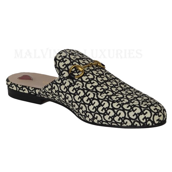 GUCCI SHOES PRINCETOWN HORSEBIT GG JACQUARD SLIPPERS LOAFER MULE sz 39 9 - Picture 7 of 16